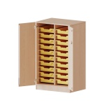 ErgoTray Schrank, 2reihig, 3 OH, zweitürig, n, mit 20 flachen Boxen, B/H/T 70,3x118x50cm 